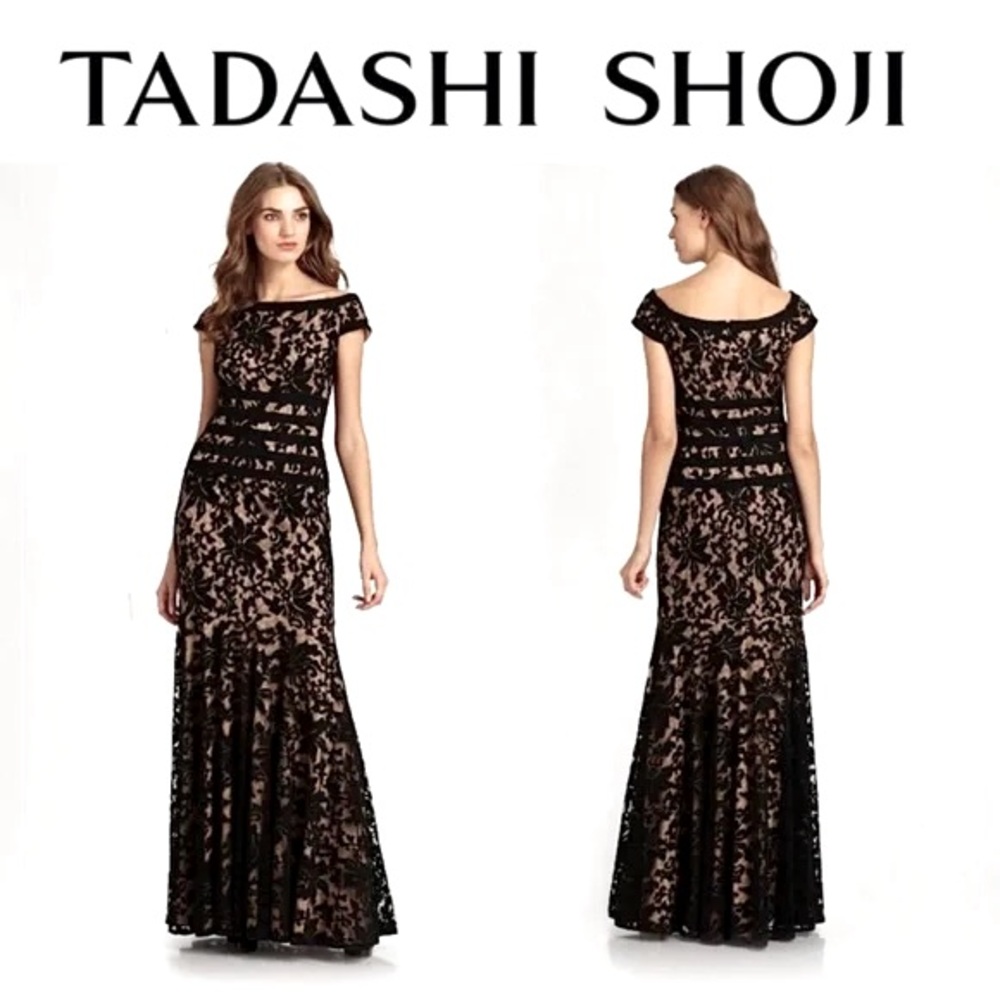 Tadashi Shoji Black Lace Maxi Dress